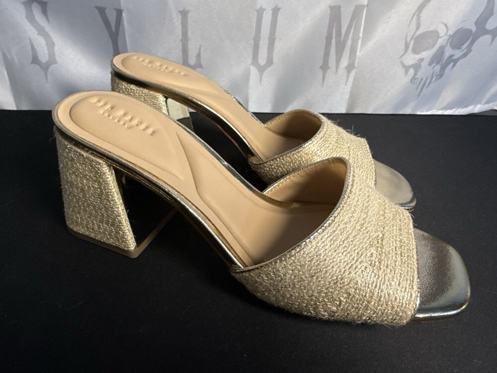 Ted Baker London Chloe Metallic Block Heel Slide Sandals Women’s Size 7.5 NEW